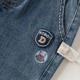 Dave&Bella Toddler Boys Denim Blue Retro Classic Distressed Jogger Pants