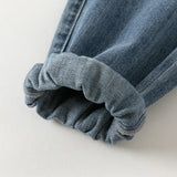 Dave&Bella Toddler Boys Denim Blue Retro Classic Distressed Jogger Pants