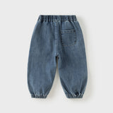 Dave&Bella Toddler Boys Denim Blue Retro Classic Distressed Jogger Pants