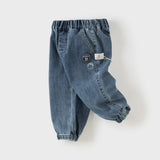 Dave&Bella Toddler Boys Denim Blue Retro Classic Distressed Jogger Pants
