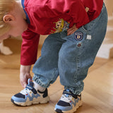 Dave&Bella Toddler Boys Denim Blue Retro Classic Distressed Jogger Pants