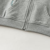 Dave&Bella Toddler Boys Grey Robot Print Hooded Versatile Comfortable Jackets