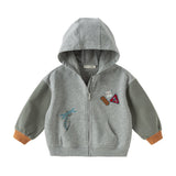 Dave&Bella Toddler Boys Grey Robot Print Hooded Versatile Comfortable Jackets