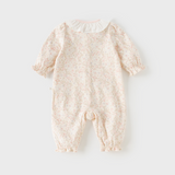 Dave&Bella Baby Girls Pink Floral Doll Collar Cute Cozy Cotton Comfortable Rompers