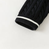 Dave&Bella Toddler Boys Navy Letter Jacquard Soft Skin-Friendly Cotton Cardigans