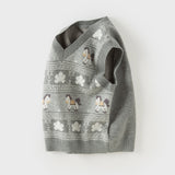Dave&Bella Toddler Boys Grey Casual Soft Cotton Sleeveless Sweater Outwear Vests