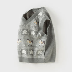 Dave&Bella Toddler Boys Grey Casual Soft Cotton Sleeveless Sweater Outwear Vests