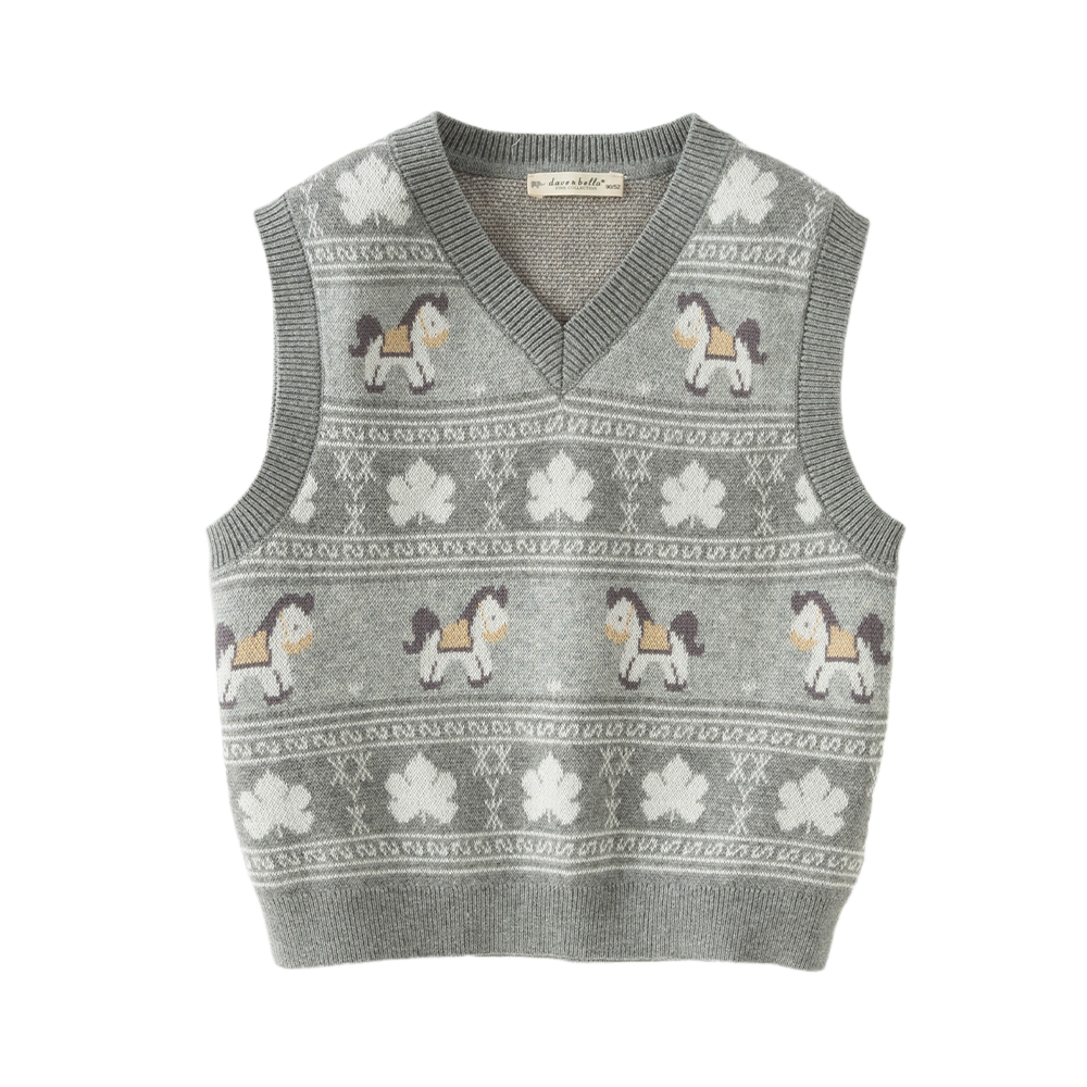 Dave&Bella Toddler Boys Grey Casual Soft Cotton Sleeveless Sweater Outwear Vests