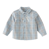 Dave&Bella Toddler Boys Blue Plaid Casual Versatile Cozy Cotton Comfortable Shirts