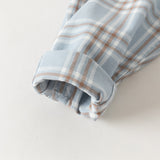 Dave&Bella Toddler Boys Blue Plaid Casual Versatile Cozy Cotton Comfortable Shirts