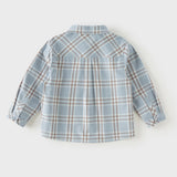 Dave&Bella Toddler Boys Blue Plaid Casual Versatile Cozy Cotton Comfortable Shirts