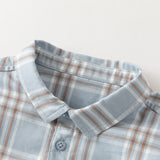 Dave&Bella Toddler Boys Blue Plaid Casual Versatile Cozy Cotton Comfortable Shirts