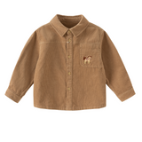 Dave&Bella Toddler Boys Light Khaki Classic Simple Soft Cozy Cotton Shirts