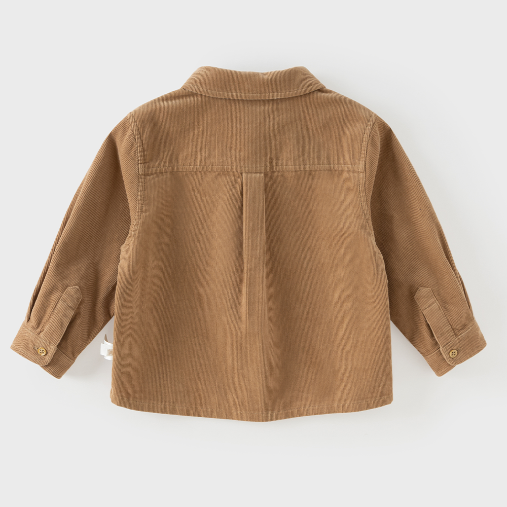 Dave&Bella Toddler Boys Light Khaki Classic Simple Soft Cozy Cotton Shirts