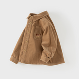 Dave&Bella Toddler Boys Light Khaki Classic Simple Soft Cozy Cotton Shirts