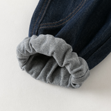 Dave&Bella Toddler Boys Denim Blue Classic Cute Print Simple Versatile Elastic Waist Pants