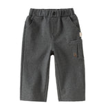 Dave&Bella Toddler Boys Carbon Black Straight Leg Comfortable Woolen Pants