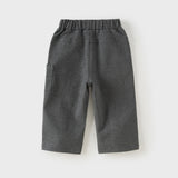 Dave&Bella Toddler Boys Carbon Black Straight Leg Comfortable Woolen Pants