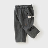 Dave&Bella Toddler Boys Carbon Black Straight Leg Comfortable Woolen Pants