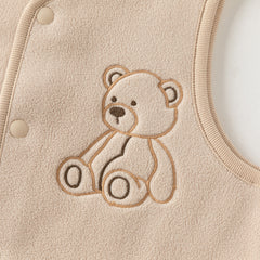 Dave&Bella Toddler Girls/Boys Pink/Khaki Cute Print Soft Comfortable Micro Fleece Vests