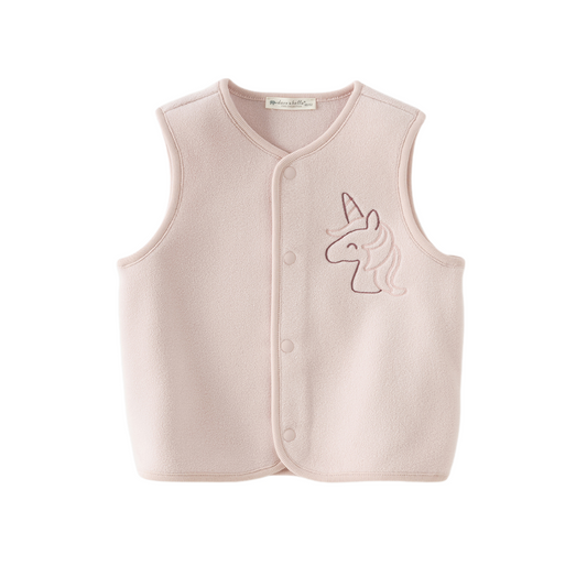 Dave&Bella Toddler Girls/Boys Pink/Khaki Cute Print Soft Comfortable Micro Fleece Vests