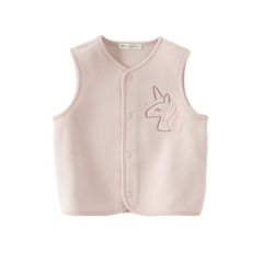 Dave&Bella Toddler Girls/Boys Pink/Khaki Cute Print Soft Comfortable Micro Fleece Vests