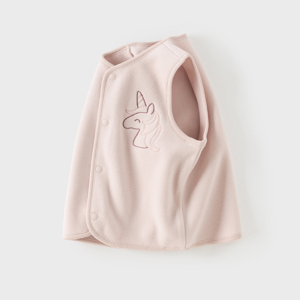 Dave&Bella Toddler Girls/Boys Pink/Khaki Cute Print Soft Comfortable Micro Fleece Vests