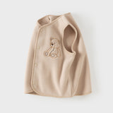 Dave&Bella Toddler Girls/Boys Pink/Khaki Cute Print Soft Comfortable Micro Fleece Vests