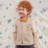 Dave&Bella Toddler Girls/Boys Pink/Khaki Cute Print Soft Comfortable Micro Fleece Vests