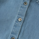 Dave&Bella Toddler Boys Denim Blue Floral Embrodiery Doll Collar Cozy Cotton T-shirts