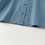 Dave&Bella Toddler Boys Denim Blue Floral Embrodiery Doll Collar Cozy Cotton T-shirts