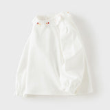 Dave&Bella Toddler Girls White Doll Collar Casual Comfortable Cotton T-shirts