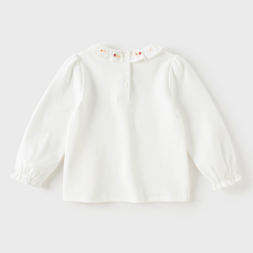 Dave&Bella Toddler Girls White Doll Collar Casual Comfortable Cotton T-shirts