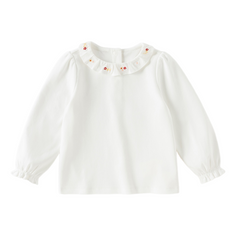 Dave&Bella Toddler Girls White Doll Collar Casual Comfortable Cotton T-shirts