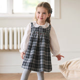 Dave&Bella Toddler Girls Black White Plaid Round Collar A-line Cozy Outwear Dress