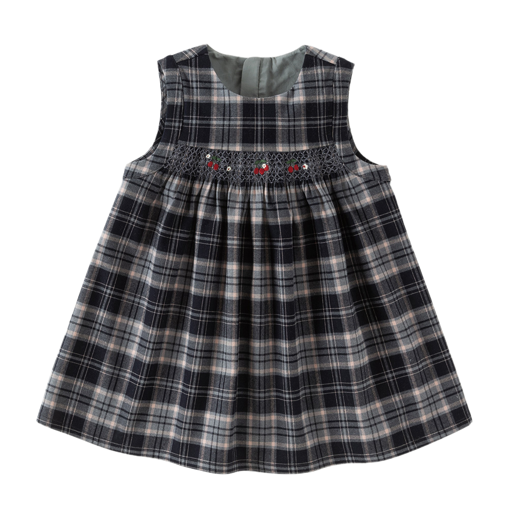 Dave&Bella Toddler Girls Black White Plaid Round Collar A-line Cozy Outwear Dress