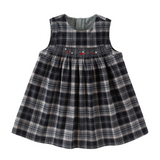 Dave&Bella Toddler Girls Black White Plaid Round Collar A-line Cozy Outwear Dress