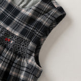 Dave&Bella Toddler Girls Black White Plaid Round Collar A-line Cozy Outwear Dress
