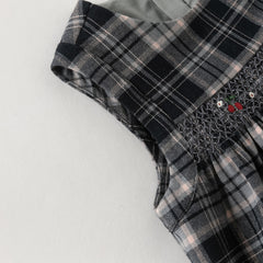 Dave&Bella Toddler Girls Black White Plaid Round Collar A-line Cozy Outwear Dress