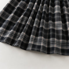 Dave&Bella Toddler Girls Black White Plaid Round Collar A-line Cozy Outwear Dress