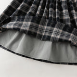 Dave&Bella Toddler Girls Black White Plaid Round Collar A-line Cozy Outwear Dress