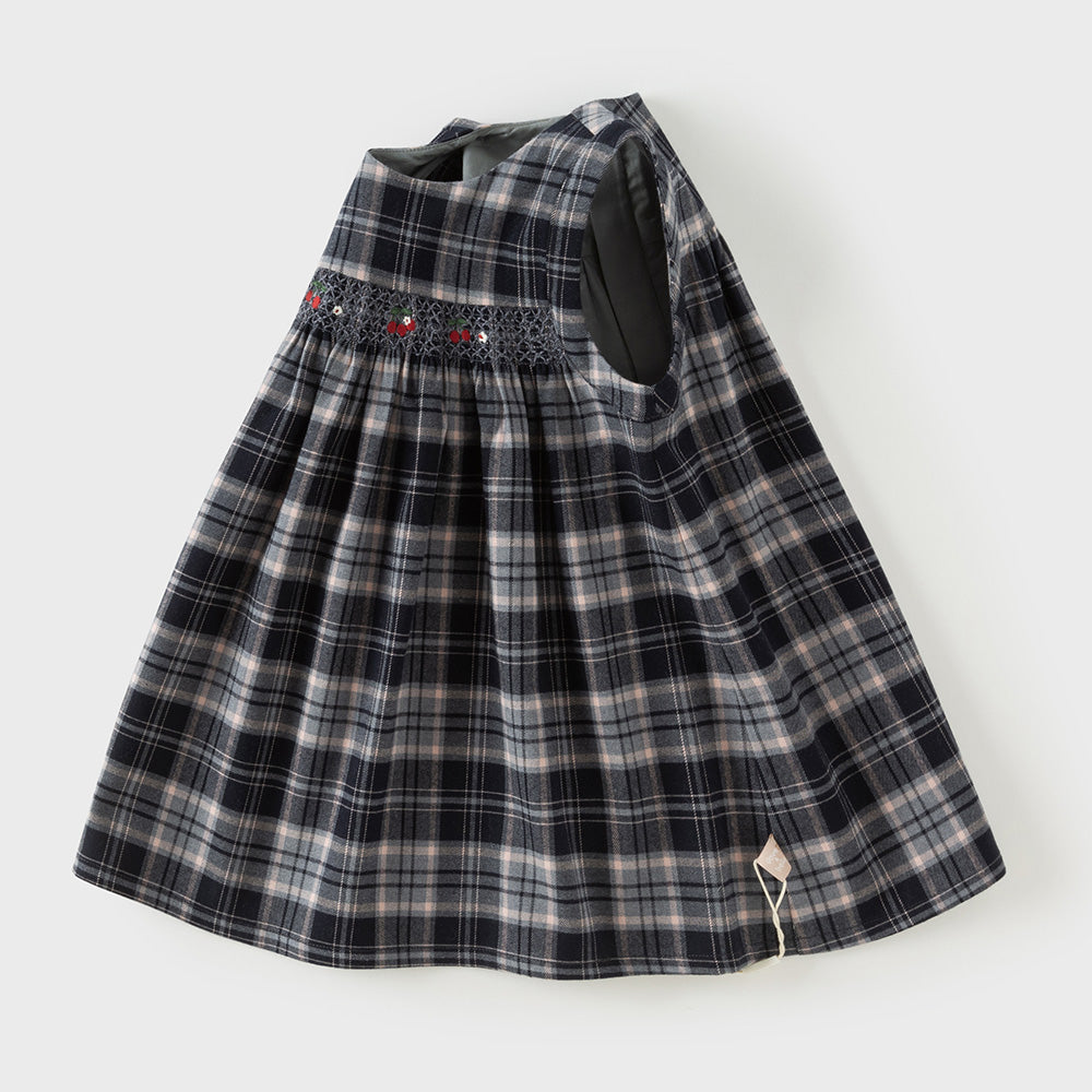 Dave&Bella Toddler Girls Black White Plaid Round Collar A-line Cozy Outwear Dress