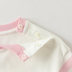 Dave&Bella Toddler Girls Beige Pink Striped Cute Print Cozy Comfortable Cotton T-shirts