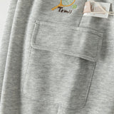 Dave&Bella Toddler Boys Light Gray Simple Versatile Soft Jogger Pants