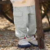 Dave&Bella Toddler Boys Light Gray Simple Versatile Soft Jogger Pants