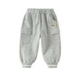 Dave&Bella Toddler Boys Light Gray Simple Versatile Soft Jogger Pants
