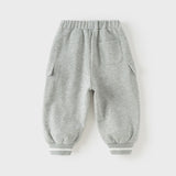 Dave&Bella Toddler Boys Light Gray Simple Versatile Soft Jogger Pants