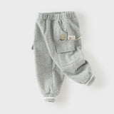 Dave&Bella Toddler Boys Light Gray Simple Versatile Soft Jogger Pants