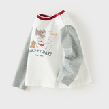 Dave&Bella Toddler Boys White Cute Dog Print Soft Breathable Cotton T-shirts