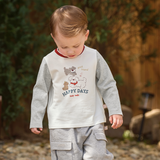 Dave&Bella Toddler Boys White Cute Dog Print Soft Breathable Cotton T-shirts